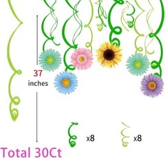30Ct Spring Sun Flower Hanging Swirl Decorations,Themed Birthday,Party Suppli…