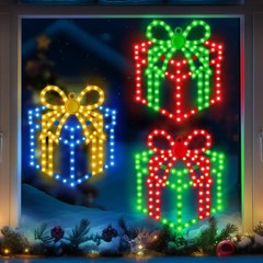Christmas Decorations Gift Boxes Window 354 LED Lights Xmas Gift 3 Pack