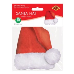 Beistle 5″ Mini Santa Hat Cutouts 10-Pack