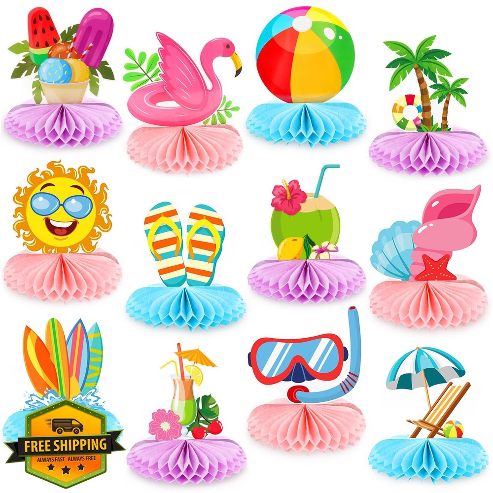 Adecortalk Summer Beach Honeycomb Centerpieces
