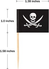 200 Pieces Pirate Cocktail Toothpicks Flags Cake Toppers for Food, Appetizer,