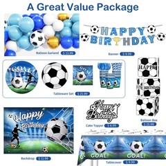 Soccer Party Decorations, All-in-1 Supplies Pack, Includes Plates and Napkins…