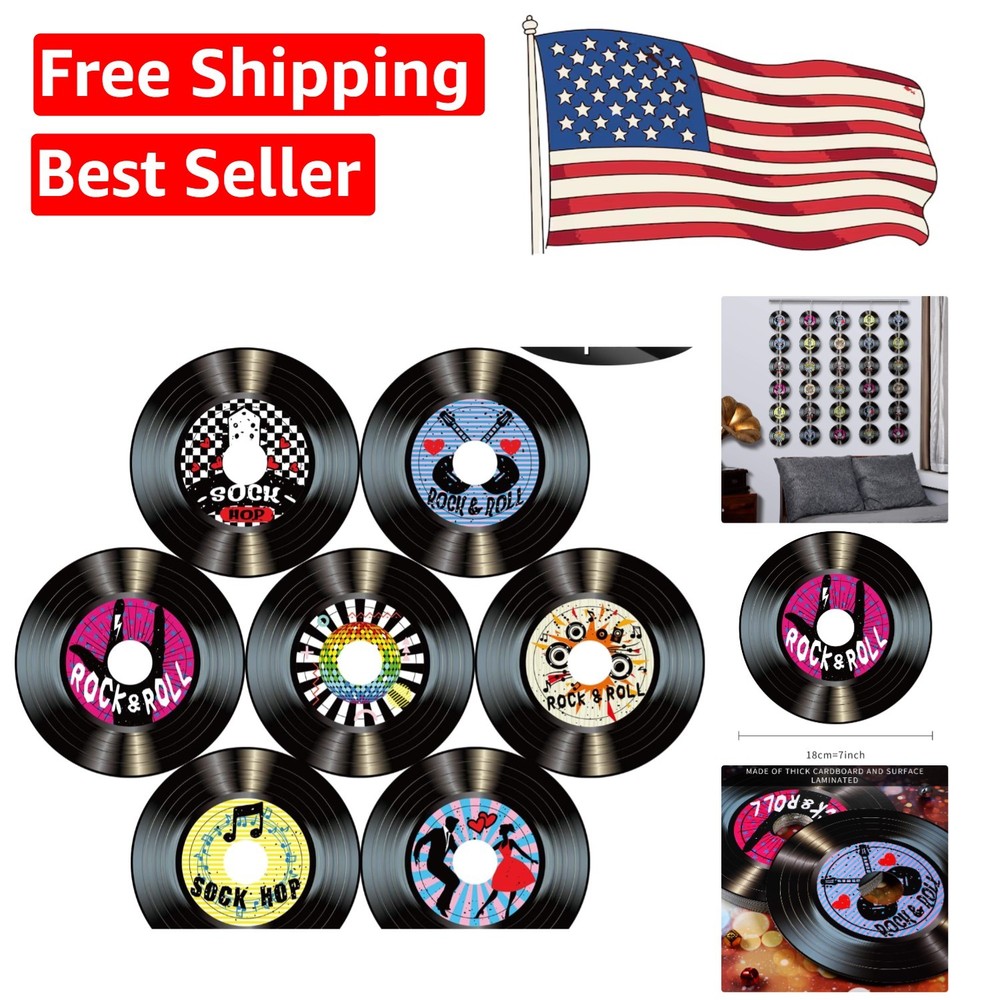 35 Colorful Cardboard Record Cutouts for Retro Music Parties and Events