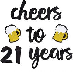 2pcs. 21st Birthday Decorations, «Cheers & Beers» & «to 21 years» Party Supplies