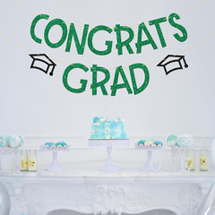 Congrats Grad Banner, Green Glitter, Congrats Bunting Banner, 2025 Grad, Class o