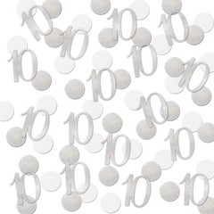 200 PCS Silver Glitter 10 Confetti 10th Birthday Number Anniversary Decor