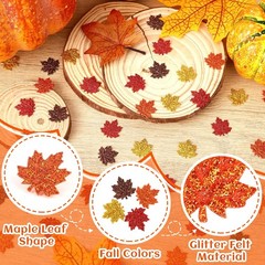 500 PCS Orange Fall Felt Maple Leaf Confetti Glitter Thanksgiving Scatter