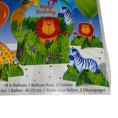 Rare Amscan Jungle Animals Balloon Table Decoration Happy Birthday Party Lion