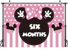 5×3 Ft. Minnie 6 Months Half Birthday Photography Backdrop Minnie Inspired