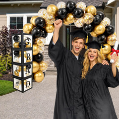 Grad Balloon Boxes for Balloon Arch Kit Black Gold Graduation Decorations 2026 P