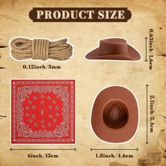 32 Set Mini Cowboy Hats Plastic Western Tiny Cowboy Hat with Bandannas, Mini …