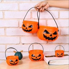 5 Pcs Halloween Portable Pumpkin Buckets, Trick or Treat Candy Jar Party Vintage