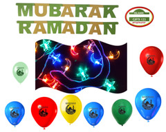 Ramadan Light + Banner+ Ramadan balloons [12 Pcs] Islamic Gifts Eid Decor Quran