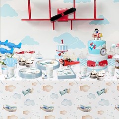 Airplane Party Decorations Tablecloth for Baby Shower Birthday – Disposable
