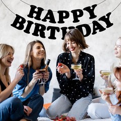 Happy Birthday Banner Birthday Party Decorations Birthday Sign Backdrop Blac