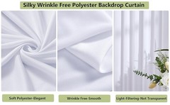 10ft×12ft Wrinkle White Backdrop Curtain for Wedding Parties, 2 Panels 5×12ft