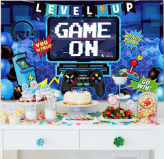 Video Game Party Decoration Video Gaming Photo Backdrop Background Birthday Phot