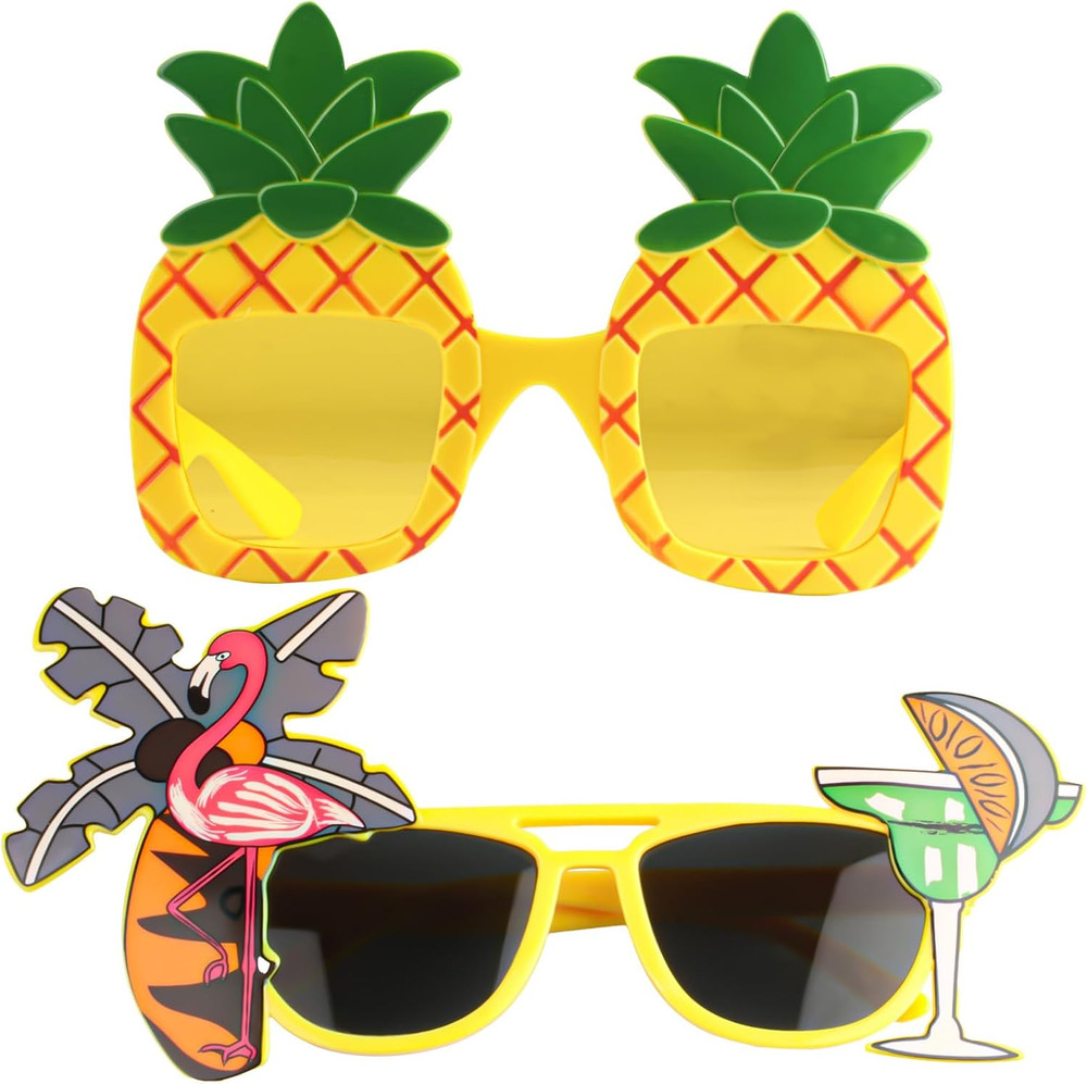 2 Pcs Luau Party Glasses, Hawaiian Party Decorations Sunglasses, Funny Hawaiian