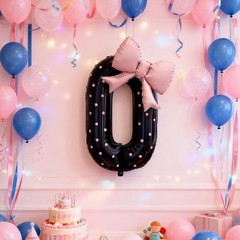 40 Inch Black Bow Numbers Balloon 0-9 Foil Mylar Large Number Balloon 2026 Gr…