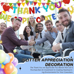 Colorful Pre-Strung Glitter Thank You Banner for Employee Appreciation Events