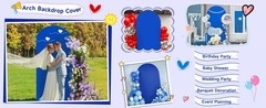 Blue Arch Cover 7.2 ft (No Arch Backdrop Stand), Spandex Wedding Balloon