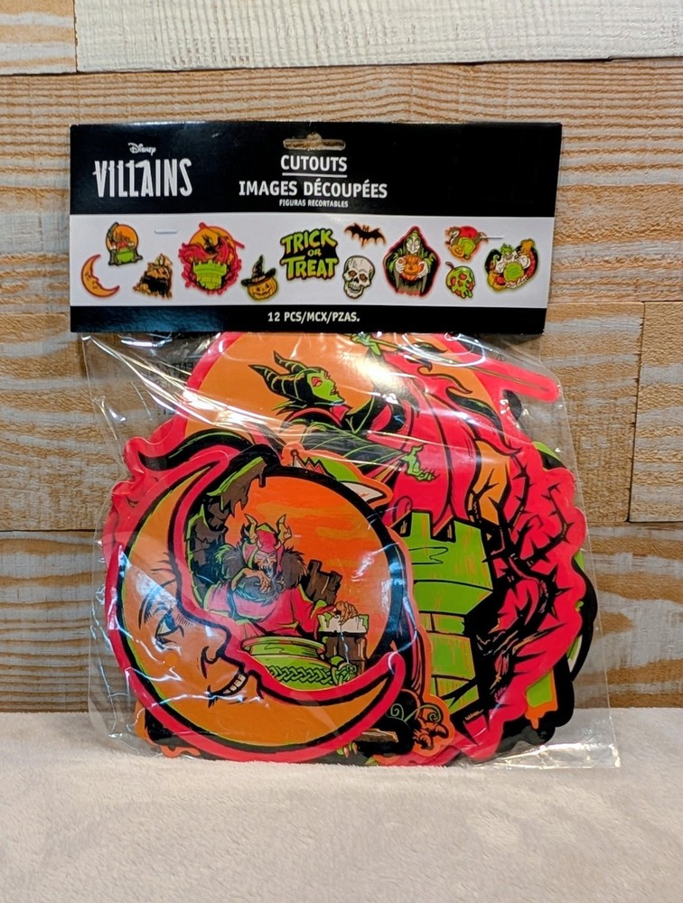 Disney Villains Halloween Cutouts (12pcs) – Single-Sided Party Decorations – NEW