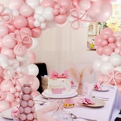 Coquette Birthday Decorations 145 Pcs Pink and White Balloon Garland Arch Kit…