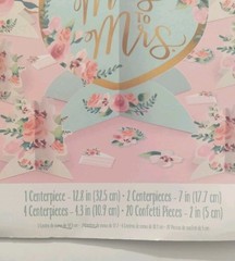 Amscan From Miss to Mrs Table Decorating Kit Bridal Shower Party Pink Floral 12″