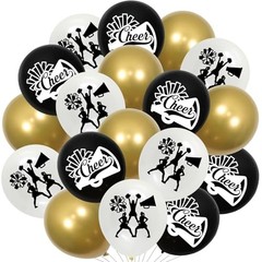 45pcs 12 Inch Black White Gold Cheerleading Party Latex Balloons for Girls