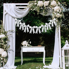 2 Strings of 16PCS White Bow Garlands Banner Decoration,Pre-Strung Satin Ribbon