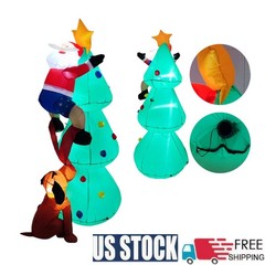 6ft Inflatable Christmas Tree LED Lights Blow up With Santa Claus & Dog Xmas