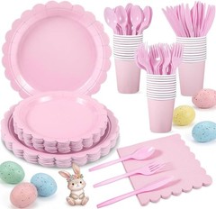 Complete Pink Party Set – 175 Pcs Disposable Plates, Cups & Napkins for Events