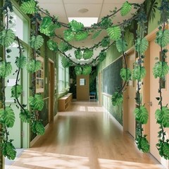 27 Pcs Jungle Vines Decorations – 10ft Artificial Rattans & Palm Leaves for Safa