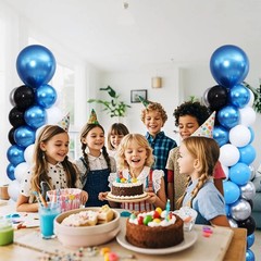 Blue and Silver Black Balloon Column Stand Arch Kit Set of 2 for Floor with 1…