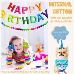 4PCS Pre-Strung Happy Birthday Banner – Felt Garland, Rainbow