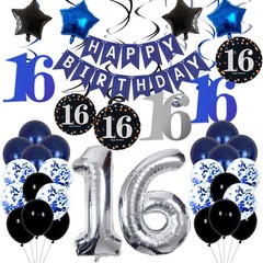 16th Birthday Decorations for Boys and Girls Dark Blue, HAPPY BIRTHDAY Banner…