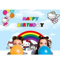 Hello Kitty Theme Party Decoration 5×3 ft Happy Birthday Backdrop Banner Decor