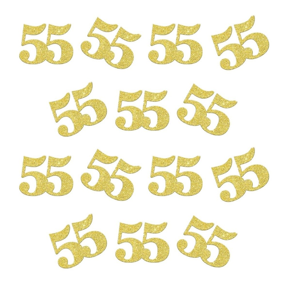 Double Side Gold Glitter Paper Number 55 Confetti 100pcs 55th Anniversary
