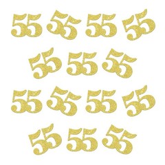Double Side Gold Glitter Paper Number 55 Confetti 100pcs 55th Anniversary