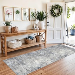 2×8 Washable Non-Slip Hallway Runner Rug – 2′ x 8′ (Rectangular), Blue Gray