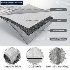 Washable Kitchen Runner Rug for Family: Easy-to-Clean 2′ x 6′ (Runner), Grey