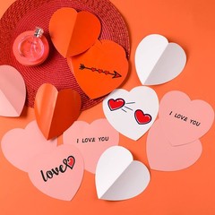 Large Heart Shape Paper CutOuts Double Sided Valentine Day Craft 48 PCS