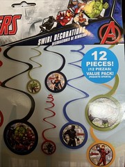 MARVEL AVENGERS – Swirl Decoration Birthday Party Supplies Dangler Pack of 12′