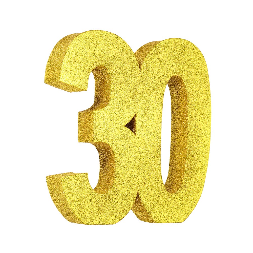 Number 30 7.9″ Glitter Number Birthday Decor Gold(7.9″ L)