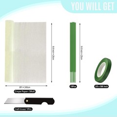 3 Rolls White Cream Heavy Crepe Paper 9.8 Inch x 8.2 Ft for DIY Craft