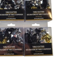 96-Pc Metallic Star Table Scatter Decorations – Gold, Silver, Black – 4 Boxes