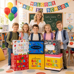 6 Pcs Back to School Decoration Boxes Set First Day of School Balloon Block Deco