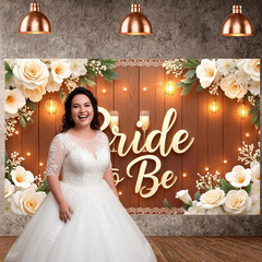 Bride to Be Banner Rustic Wood White Floral Bridal Shower Backdrop Wedding Showe