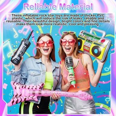 12 Pieces Inflatable Instruments Party Props Rock Star Toy Set Blow Up Guitar…