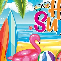 Hello Summer Decorations Beach Chair Sun Sea Backdrop Banner Gift 73″x43″